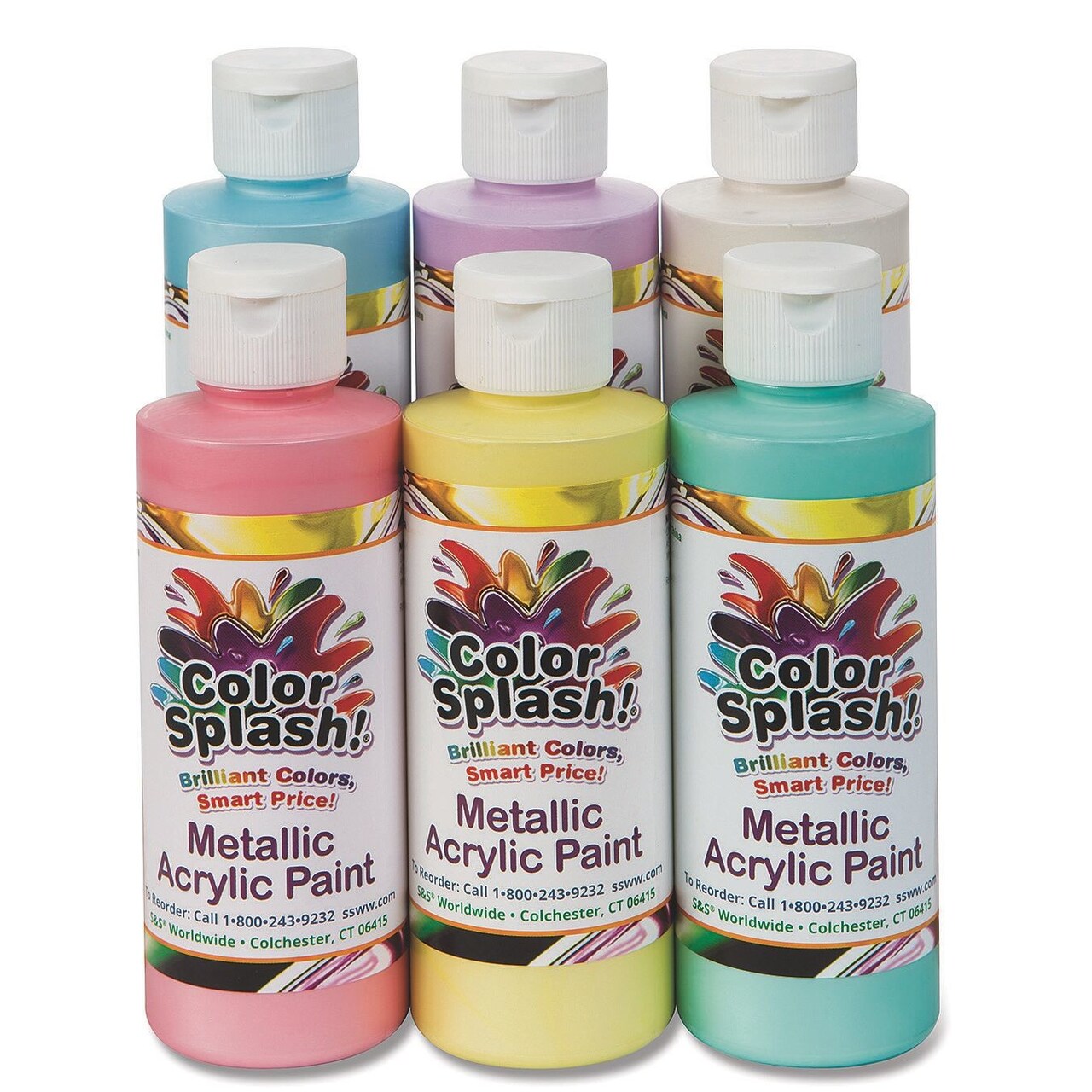 Color Splash!® Pastel Metallic Acrylic Paint Assortment, 8 oz. (Set of 6)